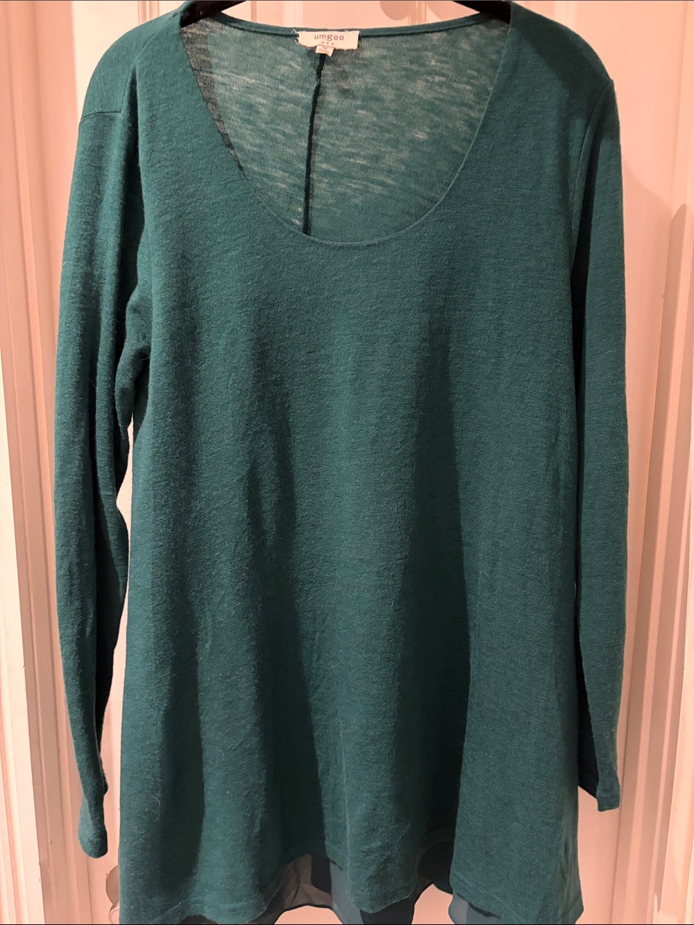 Teal Long Sleeve Scoop Neck Women's Holiday Dress